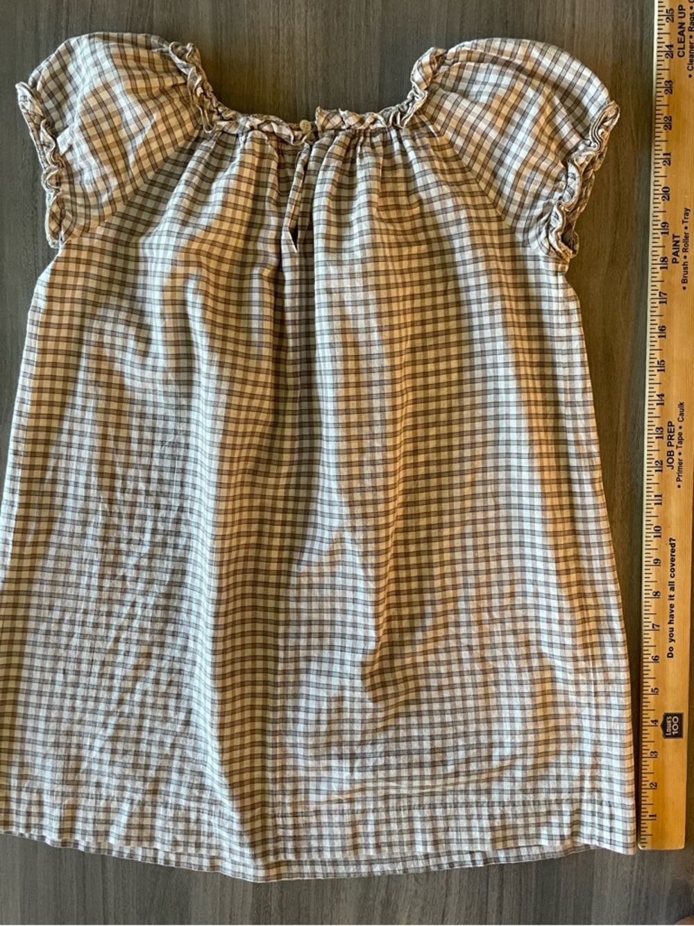 Bonpoint Plaid Dress Girls Size 8 Brown Check Linen Blend - Picture 5 of 5
